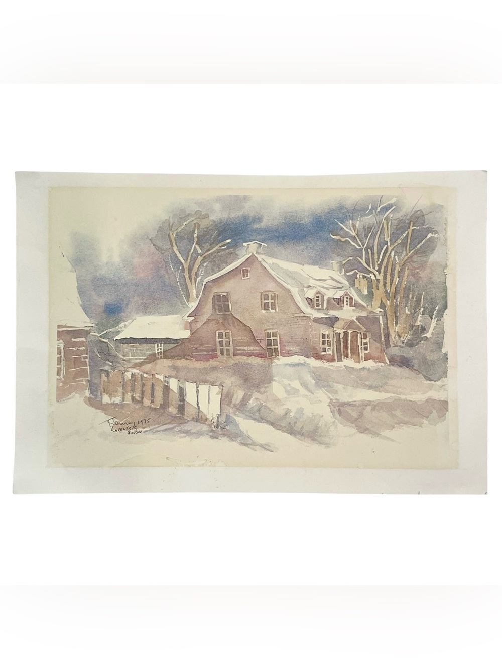 Vintage 1980s René Lemay Lavaltrie Quebec Art Print Watercolor Painting Cottage